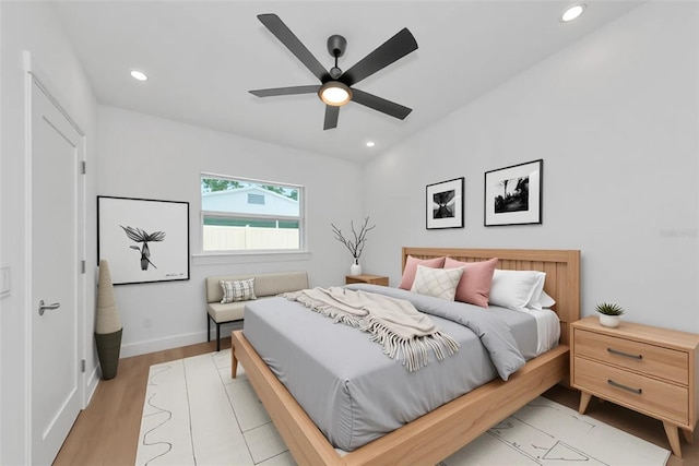 4515 19th Ave W, Bradenton, FL 34209 - bedroom with light wood finished floors, recessed lighting, and ceiling fan