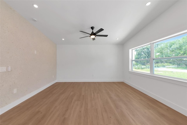 4515 19th Ave W, Bradenton, FL 34209 - empty room featuring light wood-type flooring, recessed lighting, vaulted ceiling, and ceiling fan