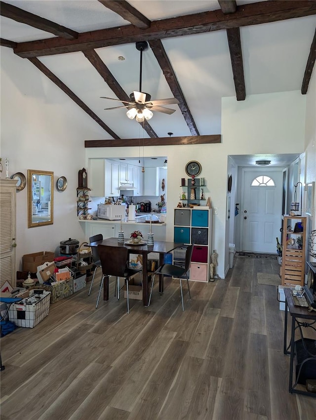 5231 Brassy Loop, North Port, FL 34287 - dining room featuring a ceiling fan and dark wood-style flooring
