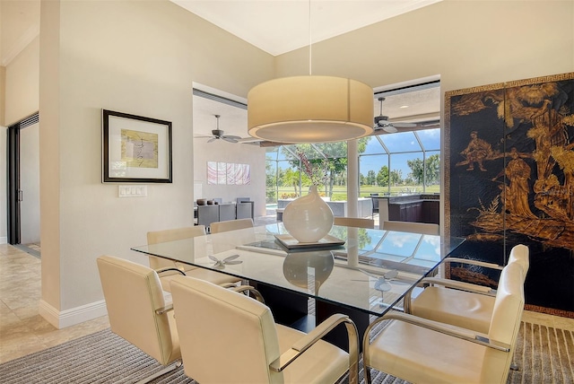 7638 Windy Hill Cv, Bradenton, FL 34202 - dining space featuring a ceiling fan and baseboards