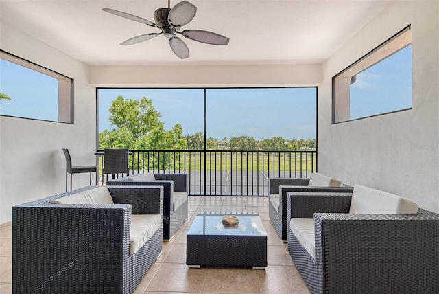 7638 Windy Hill Cv, Bradenton, FL 34202 - sunroom / solarium with ceiling fan and an outdoor living space