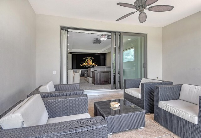 7638 Windy Hill Cv, Bradenton, FL 34202 - view of patio featuring outdoor lounge area and a ceiling fan