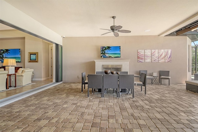 7638 Windy Hill Cv, Bradenton, FL 34202 - view of patio / terrace featuring outdoor dining area and ceiling fan
