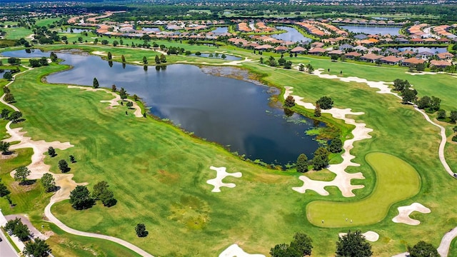 7638 Windy Hill Cv, Bradenton, FL 34202 - aerial overview of property's location featuring nearby suburban area, a large body of water, and a golf course