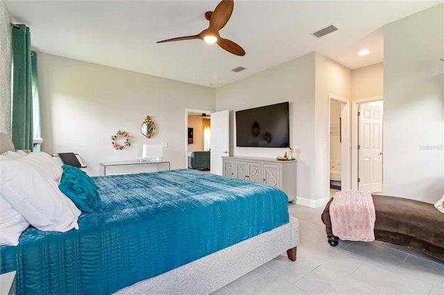 4044 Wisdom Trl, Land O Lakes, FL 34638 - tiled bedroom featuring ceiling fan and recessed lighting