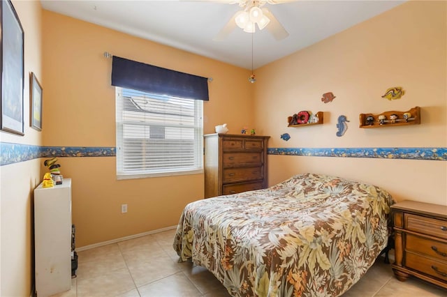 9410 71st Ave E, Palmetto, FL 34221 - bedroom with light tile patterned floors and ceiling fan