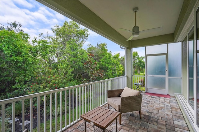 18050 Wooden Skiff Ct, Nokomis, FL 34275 - balcony featuring a ceiling fan