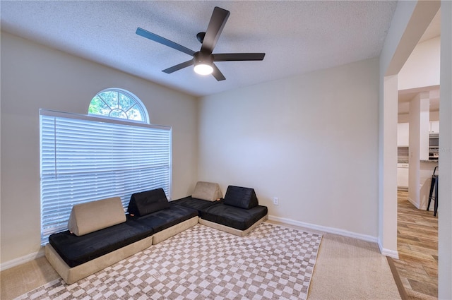 4204 Malickson Dr, Parrish, FL 34219 - sitting room with ceiling fan, carpet, and a textured ceiling