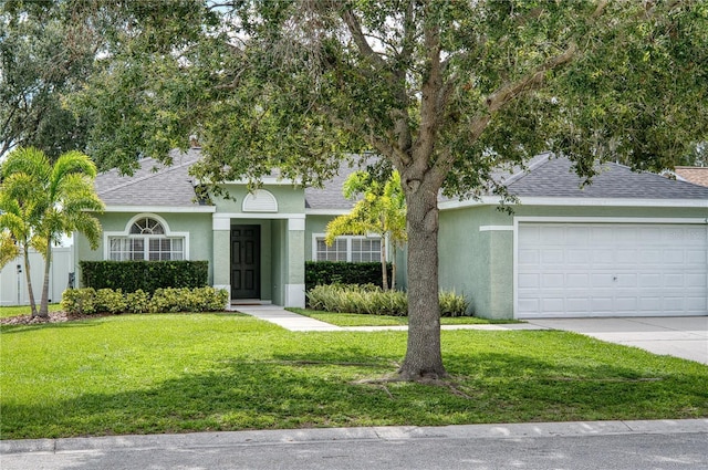 4204 Malickson Dr, Parrish, FL 34219 - single story home with stucco siding, driveway, roof with shingles, and a front yard