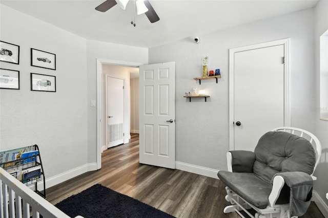 303 45th St W, Bradenton, FL 34209 - bedroom featuring dark wood-style flooring and ceiling fan
