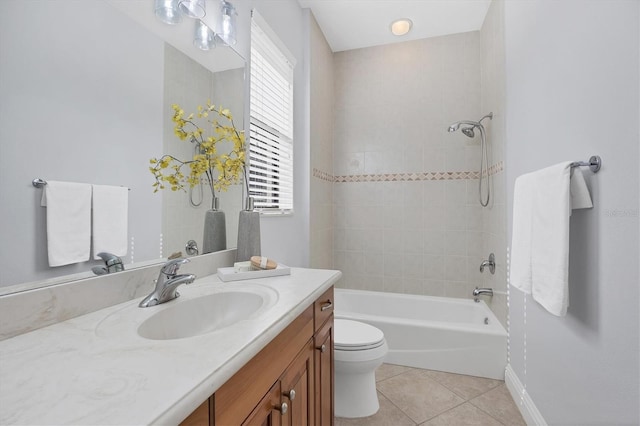 13818 Milan Ter, Lakewood Ranch, FL 34202 - bathroom with vanity, tile patterned floors, and washtub / shower combination