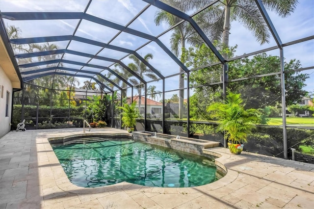 13818 Milan Ter, Lakewood Ranch, FL 34202 - view of swimming pool with a pool with connected hot tub, a patio area, and a lanai