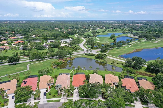 7868 Chick Evans Pl, Sarasota, FL 34240 - aerial overview of property's location with nearby suburban area, a nearby body of water, and a local golf course