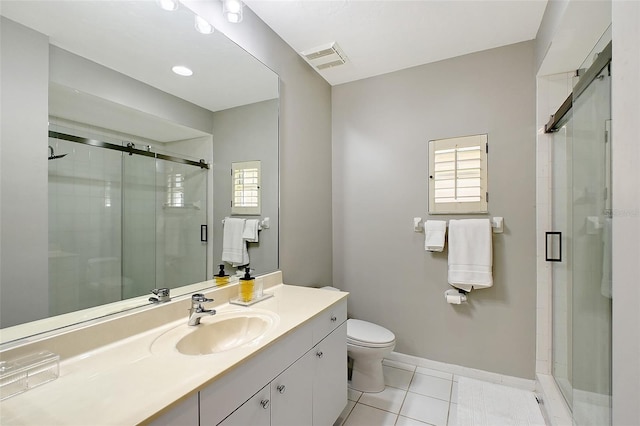 7868 Chick Evans Pl, Sarasota, FL 34240 - bathroom with a stall shower, vanity, and tile patterned flooring