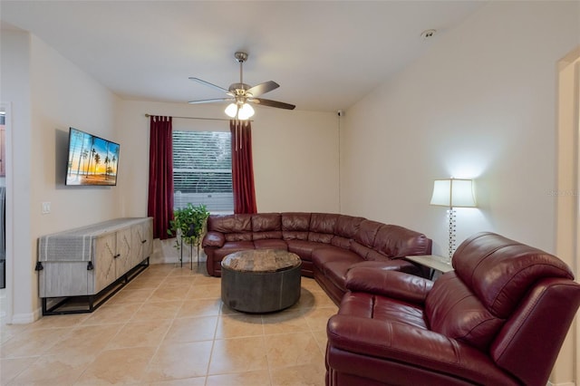 5242 Abdella Ln, North Port, FL 34291 - living room with ceiling fan and light tile patterned floors