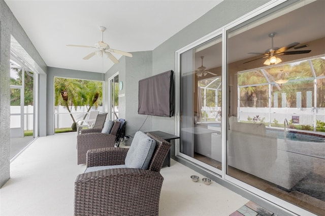 5242 Abdella Ln, North Port, FL 34291 - sunroom with ceiling fan and plenty of natural light