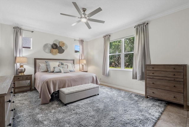 12215 Goldenrod Ave, Bradenton, FL 34212 - bedroom featuring crown molding and a ceiling fan