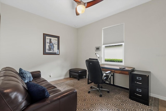 12215 Goldenrod Ave, Bradenton, FL 34212 - office area featuring baseboards and ceiling fan