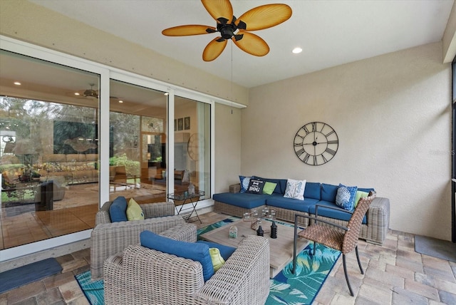 12215 Goldenrod Ave, Bradenton, FL 34212 - view of patio featuring outdoor lounge area and a ceiling fan