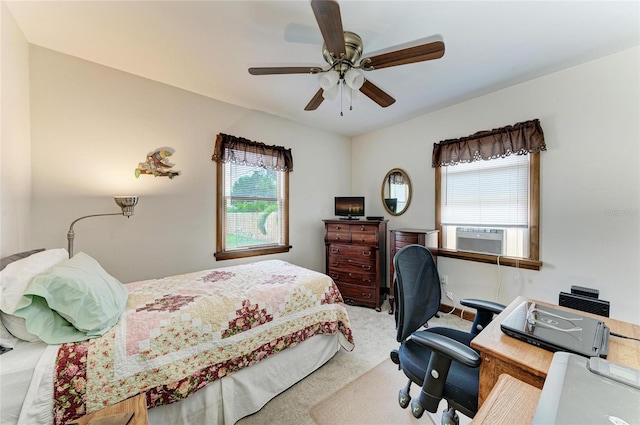 2124 6th Ave W, Bradenton, FL 34205 - carpeted bedroom featuring cooling unit, an office area, and a ceiling fan