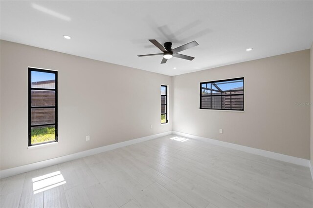 3136 Webber St, Sarasota, FL 34239 - unfurnished room with recessed lighting, a ceiling fan, and light wood finished floors