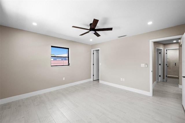 3136 Webber St, Sarasota, FL 34239 - unfurnished room featuring ceiling fan, light wood-type flooring, and recessed lighting