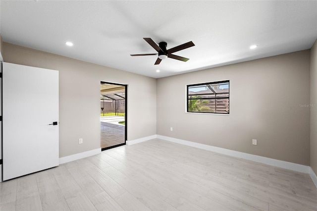 3136 Webber St, Sarasota, FL 34239 - spare room with plenty of natural light, light wood-style flooring, a ceiling fan, and recessed lighting