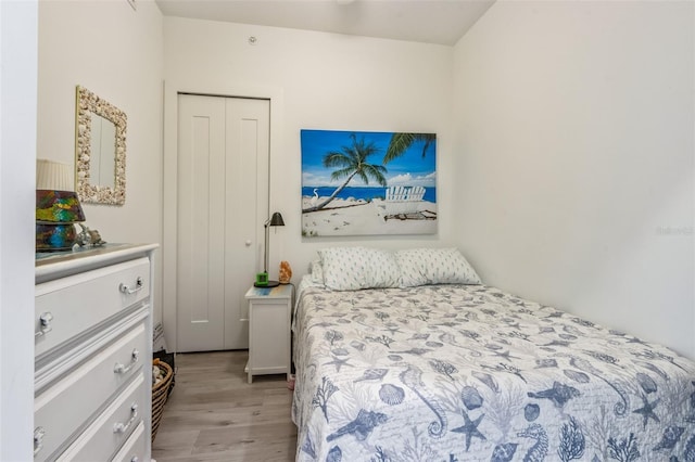 1709 N Tamiami Trl Unit A313, Sarasota, FL 34234 - bedroom with light wood finished floors and a closet
