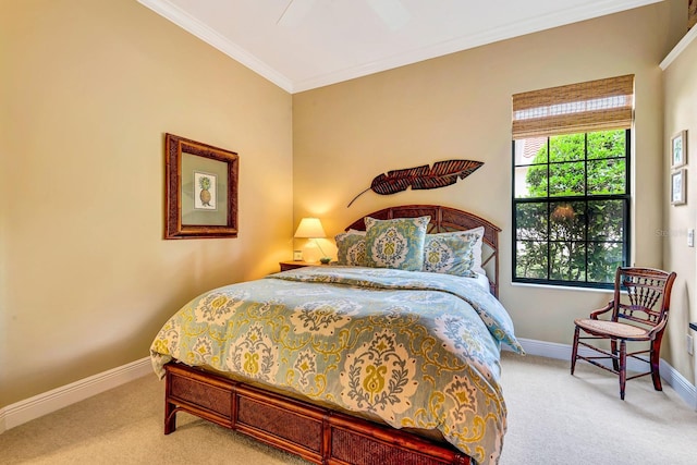 7314 Wexford Ct, Lakewood Ranch, FL 34202 - carpeted bedroom with crown molding and a ceiling fan