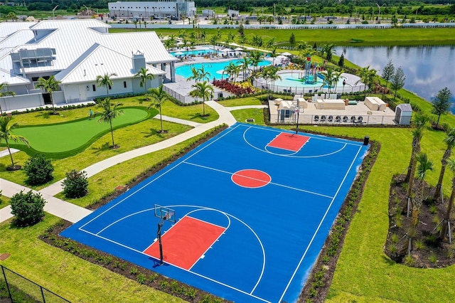 15160 Lyla Ter, Bradenton, FL 34211 - view of sport court featuring community basketball court, a community pool, and a water view
