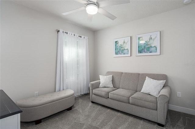 9144 Royal River Cir, Parrish, FL 34219 - living area featuring carpet floors and a ceiling fan