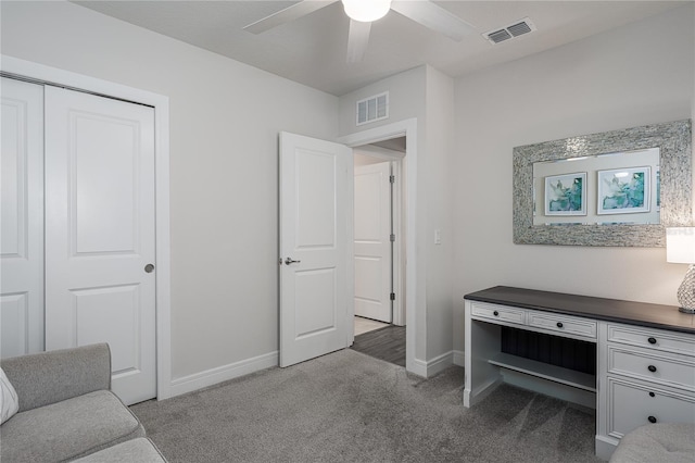 9144 Royal River Cir, Parrish, FL 34219 - home office featuring carpet floors and a ceiling fan