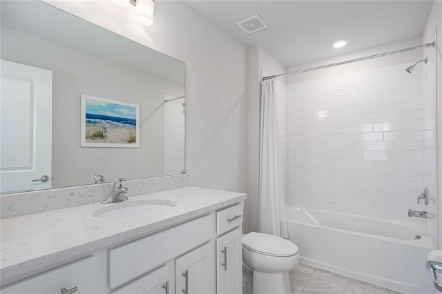 9144 Royal River Cir, Parrish, FL 34219 - full bath with vanity, shower / bath combination with curtain, and tile patterned floors