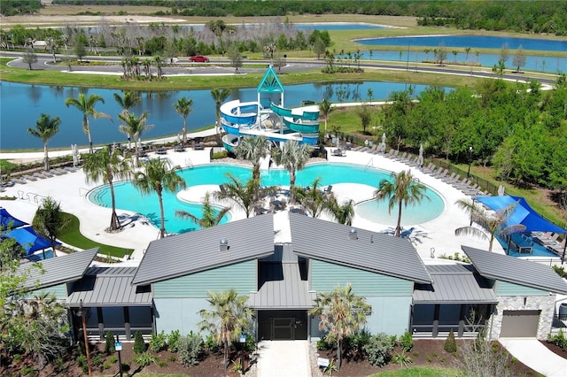 9144 Royal River Cir, Parrish, FL 34219 - bird's eye view of a pool and a large body of water