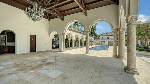 4423 Bay Shore Rd, Sarasota, FL 34234 - view of patio featuring an outdoor pool and stairs
