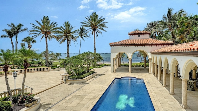 4423 Bay Shore Rd, Sarasota, FL 34234 - outdoor pool with a patio and a water view