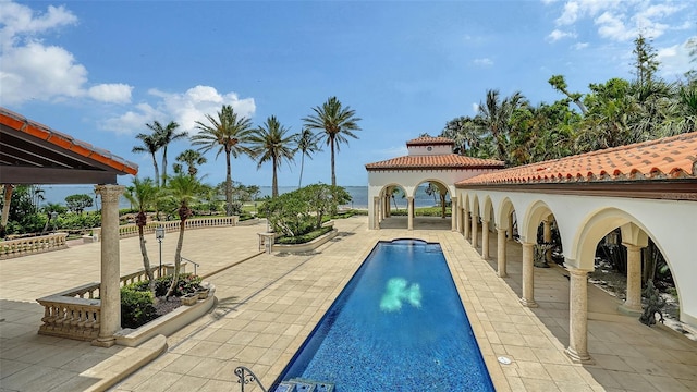 4423 Bay Shore Rd, Sarasota, FL 34234 - outdoor pool featuring a patio and a gazebo