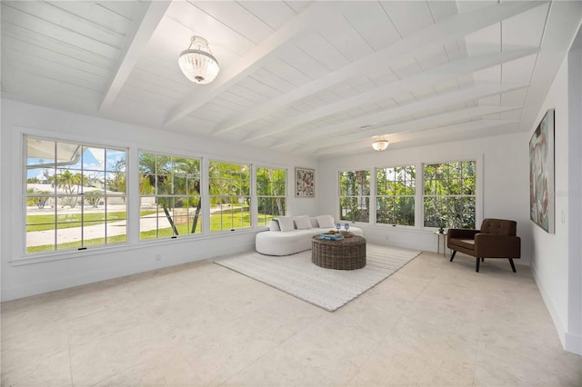 311 Island Cir, Sarasota, FL 34242 - sunroom / solarium featuring beamed ceiling and baseboards