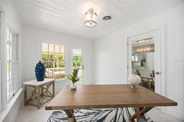 311 Island Cir, Sarasota, FL 34242 - office with a chandelier and ornamental molding