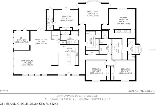 311 Island Cir, Sarasota, FL 34242 - view of floor plan / room layout
