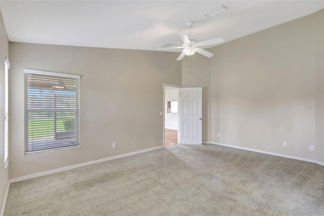 4539 Cabbage Key Ter, Bradenton, FL 34203 - carpeted empty room with a ceiling fan and high vaulted ceiling