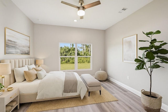 5534 Fairlane Dr, North Port, FL 34288 - bedroom with light wood-type flooring, ceiling fan, and recessed lighting
