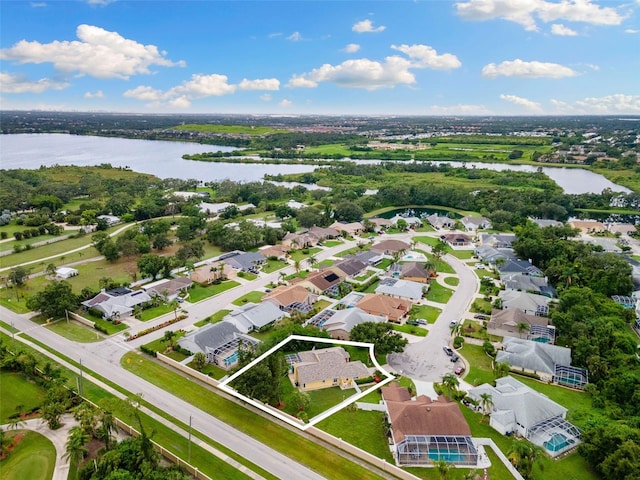 6118 56th Ter E, Bradenton, FL 34203 - view of property location with a large body of water, nearby suburban area, and property boundaries highlighted