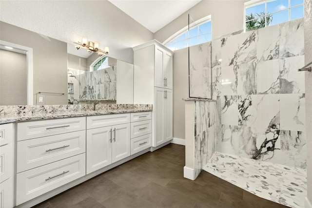 2555 Pear St, Port Charlotte, FL 33948 - full bathroom featuring a marble finish shower and vanity