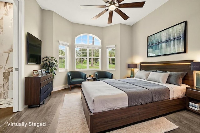 2555 Pear St, Port Charlotte, FL 33948 - bedroom featuring wood finished floors and a ceiling fan