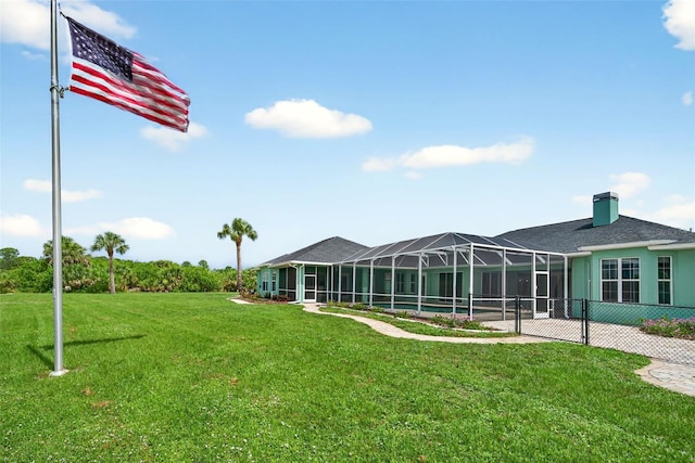 2555 Pear St, Port Charlotte, FL 33948 - view of grassy yard featuring a lanai