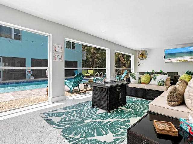 544 Canal Rd, Sarasota, FL 34242 - living room featuring speckled floor