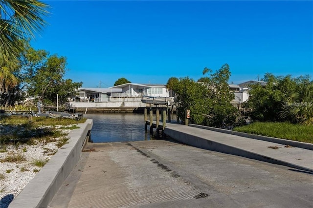 6439 Lafayette Rd, Bradenton, FL 34207 - dock area with a boat ramp and a water view