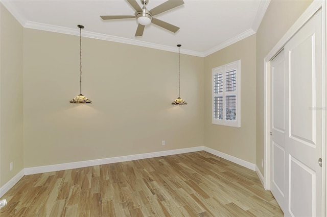 1226 Riverscape St, Bradenton, FL 34208 - unfurnished room with ceiling fan, light wood finished floors, and crown molding