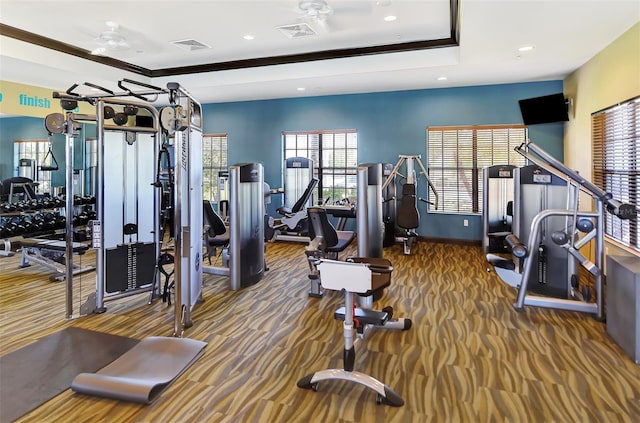 1226 Riverscape St, Bradenton, FL 34208 - workout area with recessed lighting and ceiling fan